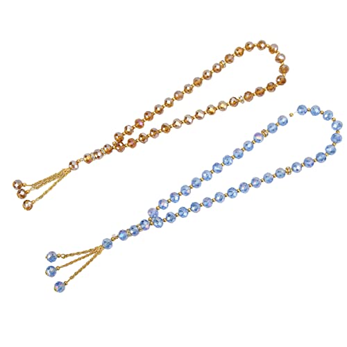 2 Stück Gebetsperlen Mini Blau Champagner Farbe 33 Perlen Muslim Tasbih mit Abstandhalter Perlen für tägliche Dekoration 2 Stück Gebetsperlen Mini Blau Champagner Farbe 33 Perlen Muslim Tasbih mit Abstandhalter Perlen für tägliche Dekoration von NutriEss