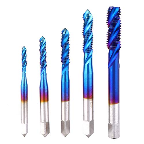 Nutriess Hochgeschwindigkeitsstahlschraubgewinde Tippset 5PCS Blau beschichtete Klopfbohrmaschine Bitmaschinenmaschine Effiziente Gewinde von NutriEss