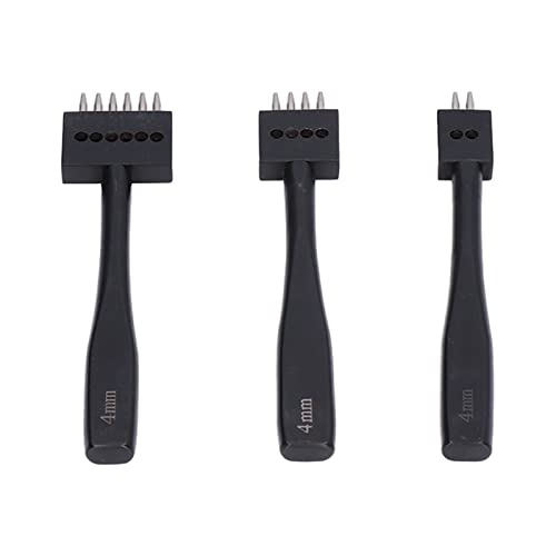 Prong Punch Tool Set Hochstärke professionelles Design Schnelles Stanzen verschiedener Größen DIY Leder Row Punch -Werkzeug für Lederhandwerk Stahl 3pcs (4mm) von NutriEss