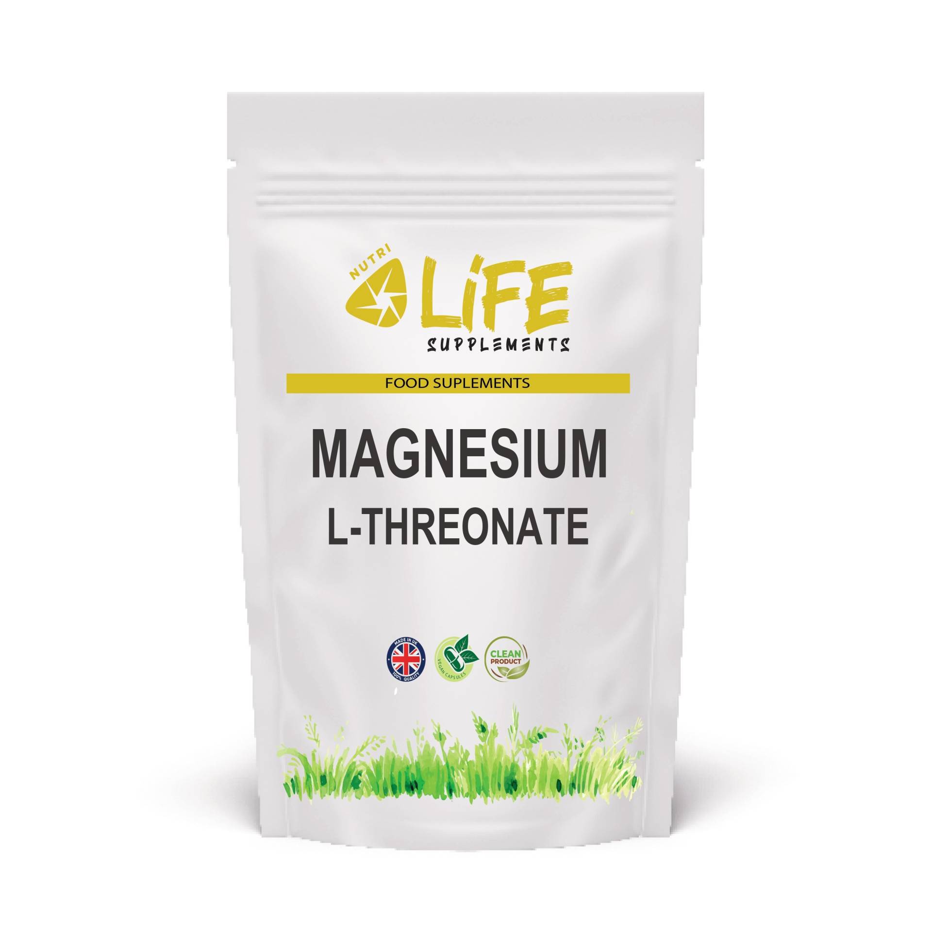 Magnesium-L-Threonat 600 Mg Saubere Echte 98% Vegane Kapseln Starke Effektive Formel Magnesiumergänzung von NutriLifeSupplements
