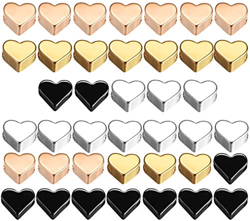 Herzperlen Metallperlen Zwischenperlen für Armbänder, DIY Modeschmuck Basteln Anhänger Beads Herz Schmuckherstellung,40 Stück, 4 Farben von Nuts OT nuts