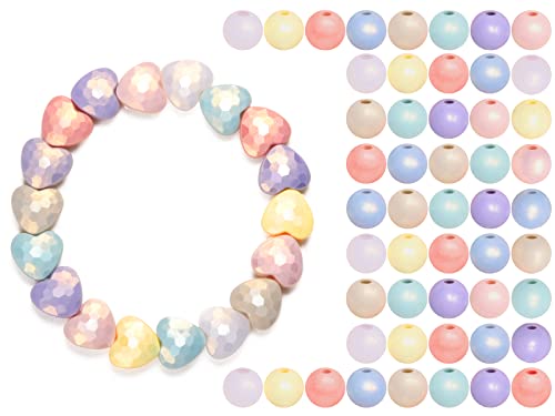 Perlen Set 70 Stück Perlen zum Auffädeln Kleine Beads Perlen Armbänder Selber Machen Bastelperlen für Schmuck Herstellung DIY Halsketten Armband Herzwild Perlen (Herzform und Rund) von Nuts OT nuts