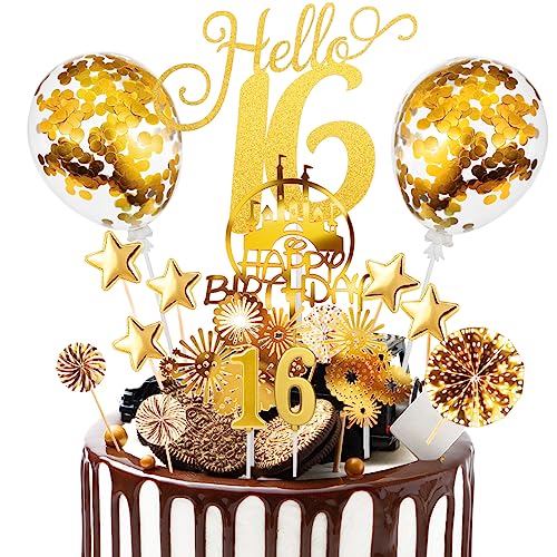 Sweet 16. Geburtstag Junge Deko Geburtstagsdeko 16 Jahre Mädchen Geburtstag 16 Jahre Mädchen Tortendeko 16 Geburtstag 16 Geburtstag Mädchen Candles 16 Wishes Birthday Party Decorations Gold (17pcs) von Nuts OT nuts