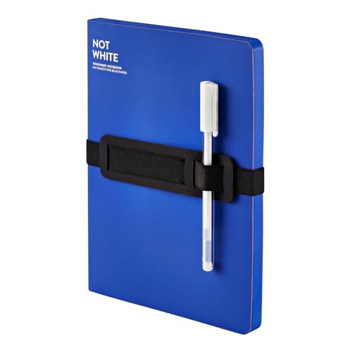 Nuuna Notizbuch A5+ | Not White L Light - Blau | 144 blaue Seiten | 120g blaues Premium-Papier | mit Stift- und Smartphonehalterung | Gelstift weiß | nachhaltig produziert in Deutschland von Nuuna
