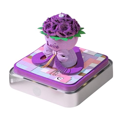 Nuyhadds 3D Kalender Notizblock, Rosen Memo Block Papier Abreißblock Skulptur Kunst Notizblock, Abreißbarer Skulptur Block Mit LED Beleuchtung Und Acrylcase Für Weihnachten Einweihungsparty von Nuyhadds