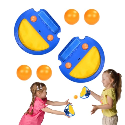 Nuyhadds Schläger-Taschenballspiel, Wurf- und Fangball-Set,Schlägertaschen-Outdoor-Fangspielzeug mit 4 Bällen - Eltern-Kind-Spiel für Outdoor-Yard-Spiele, Pool-Spielzeug von Nuyhadds