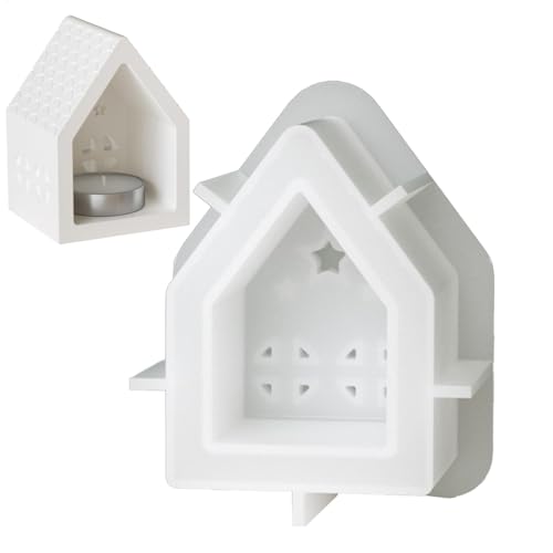 Handgefertigtes Kunstharz-Handwerk, Epoxid-Weihnachtsformen, Kerzen-Bastelset, Silikon-Epoxidharz-Formen, Weihnachtsdekorationsset, Hausform für handgefertigte Kerzenbecher von Nuyhgtr
