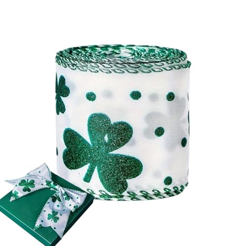 -Druck-Bastelband, St. Patrick's Day, Glücksstoffbänder, 455 cm, Heiliger Patrick's Day Kranzband, Bastelband mit -Muster, Ripsband zum Basteln von Nuyhgtr