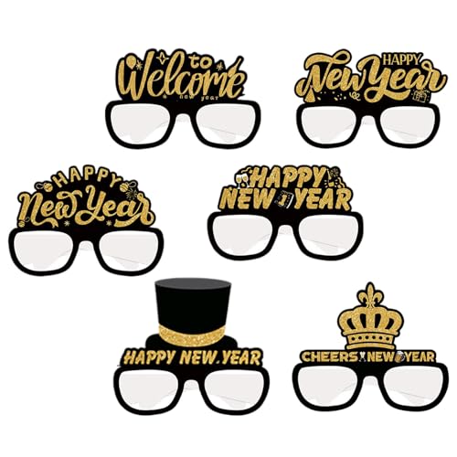 Neujahr Brille Lustige Brille 2025 Jahr Party Requisiten 2025 Dekorative Brille Urlaub Brille Eyewear Festliche Partybrille für Foto Requisiten Happy New Year Dekorationen von Nuyhgtr