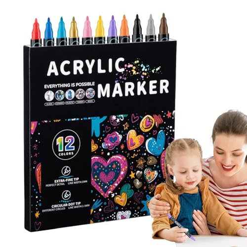 Nuyhgtr Acrylfarben-Marker, Doppelspitzenmarker, Farbmarker, wasserlösliche Marker, Acrylfarbstifte, dünne und runde Spitzen für Künstler und Zeichenbegeisterte von Nuyhgtr