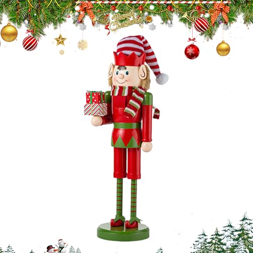 Nuyhgtr Weihnachtsnussknacker,Nussknacker Deko Figuren - Holzfigur 38 cm Für Festtag Esstisch Küche Wohnzimmer Tischdekoration von Nuyhgtr