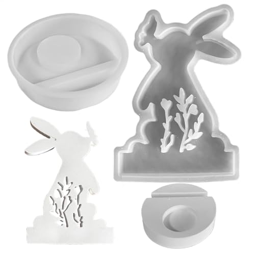 Osterhasen-Form, Silikon-Hasen-Kerzenhalter-Formen, Epoxidharz-Kerzenhalter-Form für Zuhause, Zimmer und Büros, zur Verschönerung Ihres Zimmers, 12,5 x 9 cm Osterhasen-Form, Silikon-Hasen-Kerzenhalter-Formen, Epoxidharz-Kerzenhalter-Form für Zuhause, Zimmer und Büros, zur Verschönerung Ihres Zimmers, 12,5 x 9 cm von Nuyhgtr