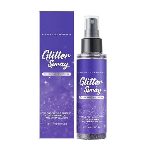 Versatile Glitter Spray, Shimmer Body and Hair Spray, Skin-Friendly Sparkles Clothes Face, Quick Drying Party Festival Art Decoration for Women, Wife, Mom, 100ml, Purple Versatile Glitter Spray, Shimmer Body and Hair Spray, Skin-Friendly Sparkles Clothes Face, Quick Drying Party Festival Art Decoration for Women, Wife, Mom, 100ml, Purple von Nuyhgtr