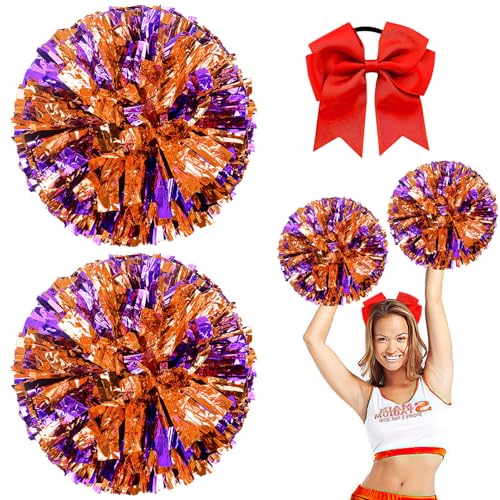 Nuyoah Cheerleader Pompons Pompoms Cheerleading 2Stk Cheerlead Pompon Pompom Cheerleading Pong Pongs Cheerleader Pom Poms Cheerleading Metallfolie für Sports Wettbewerb Karnevalspartys von Nuyoah