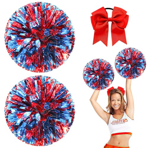 Nuyoah Cheerleader Pompons Pompoms Cheerleading 2Stk Cheerlead Pompon Pompom Cheerleading Pong Pongs Cheerleader Pom Poms Cheerleading Metallfolie für Sports Wettbewerb Karnevalspartys von Nuyoah