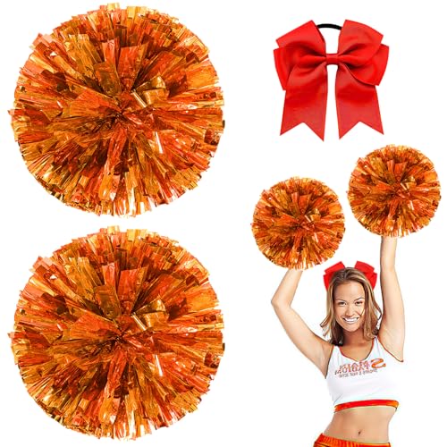 Nuyoah Cheerleader Pompons Pompoms Cheerleading 2Stk Cheerlead Pompon Pompom Cheerleading Pong Pongs Cheerleader Pom Poms Cheerleading Metallfolie für Sports Wettbewerb Karnevalspartys von Nuyoah