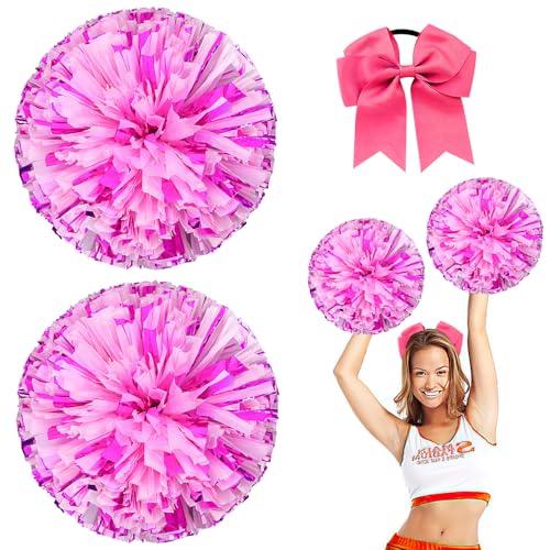 Nuyoah Cheerleader Pompons Pompoms Cheerleading 2Stk Cheerlead Pompon Pompom Cheerleading Pong Pongs Cheerleader Pom Poms Cheerleading Metallfolie für Sports Wettbewerb Karnevalspartys von Nuyoah