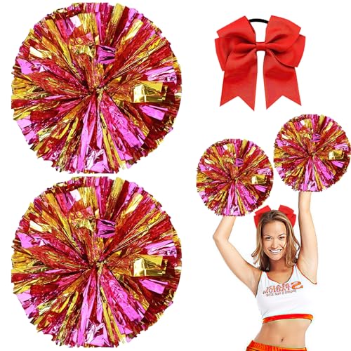 Nuyoah Cheerleader Pompons Pompoms Cheerleading 2Stk Cheerlead Pompon Pompom Cheerleading Pong Pongs Cheerleader Pom Poms Cheerleading Metallfolie für Sports Wettbewerb Karnevalspartys von Nuyoah