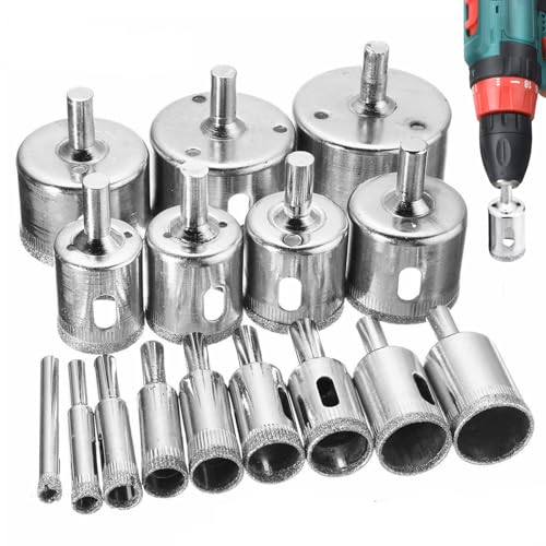Bohrer Für Löcher,16-teilige Fliesenbohrer für Keramik - Hartmetall Lochbohrer für Keramik Marmor Granit Stein Bohrer Für Löcher,16-teilige Fliesenbohrer für Keramik - Hartmetall Lochbohrer für Keramik Marmor Granit Stein von Nuytghr