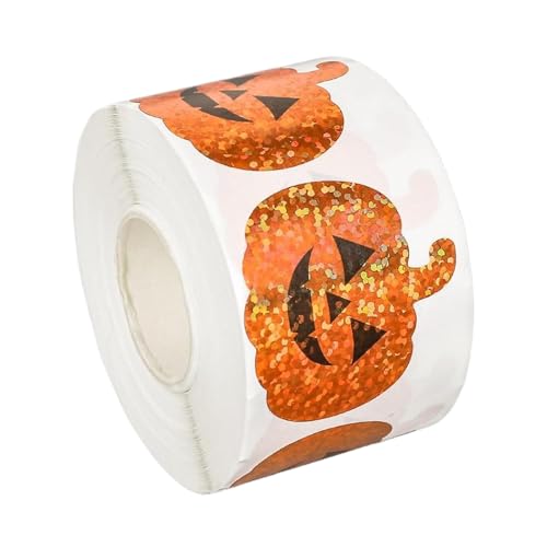 Halloween-Aufkleber, Kürbis-Aufkleber, holografisch, 500 Stück, für Malerei, Schnitzen, Dekorieren, Spiele, Aktivitäten, Klassenzimmer, Teenager, Erwachsene, Kinder, Herbst, Urlaub, 500 Stück von Nuytghr