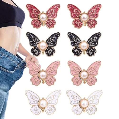 Jean Button Pins, 8x Butterfly Waist Buckle Extender Pins, Reusable Clothing Fitting Tools No-Sew Decoration, Pants Clips for Coats, Jackets, Blouses, and Dresses Jean Button Pins, 8x Butterfly Waist Buckle Extender Pins, Reusable Clothing Fitting Tools No-Sew Decoration, Pants Clips for Coats, Jackets, Blouses, and Dresses von Nuytghr