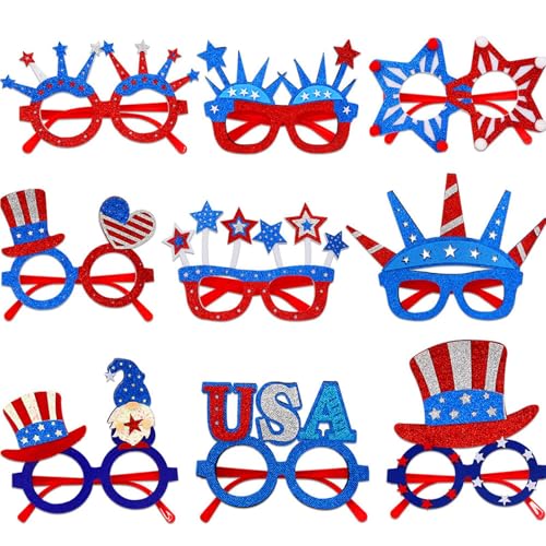 Nuytghr 4. Juli Sonnenbrille, rot-weiße und blaue Sonnenbrille, 9er-Pack, Partygeschenke für Grillabende, Unabhängigkeitstag, -Pool-Feiern Nuytghr 4. Juli Sonnenbrille, rot-weiße und blaue Sonnenbrille, 9er-Pack, Partygeschenke für Grillabende, Unabhängigkeitstag, -Pool-Feiern von Nuytghr