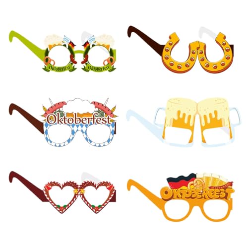 Nuytghr Oktoberfest dekorative Brille, Fotokabinen-Requisiten, Brillen | Papiergläser lustig, Foto-Requisiten, Gläser für Kinder und Erwachsene, deutsches Bierfest von Nuytghr
