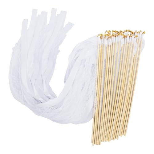 Wedding Wands, Fairy Streamer Sticks, Bell Ribbon Wand Decoration, 11.81 Inches Shimmering Send Off Props with Wooden Handles for Ceremony Bridal Shower Celebration Events Use von Nuytghr