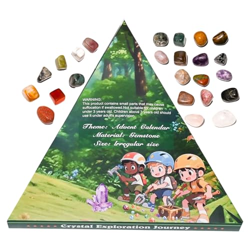Weihnachtskalender - 24 Tage Schmuckstein Weihnachts Dekokalender,Mineralien Kristalle Geschenk Für Jugendliche Frauen Erwachsene von Nuytghr