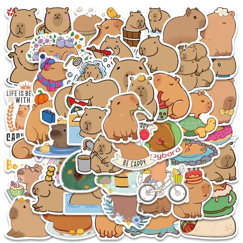 Capybara Aufkleber Tiere Cartoon Aufkleber 50 stück Vinyl Stickers für Kinder Mädchen, wasserdichte Vinyl Stickers Set für Wasserflaschen Fahrrad Roller Helm Notebook Kindergeburtstag Capybara Aufkleber Tiere Cartoon Aufkleber 50 stück Vinyl Stickers für Kinder Mädchen, wasserdichte Vinyl Stickers Set für Wasserflaschen Fahrrad Roller Helm Notebook Kindergeburtstag von Nv Wang