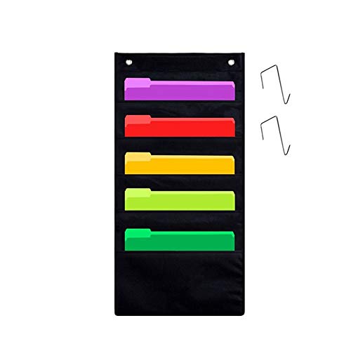 Hängende Ordner,Ordnungsmappe Wand Magazinhalter 5 Schwarz Taschen Aktenordner Tür/Wand Hängen Dokumente Organizer für Büro und Schule Raum Hängende Ordner,Ordnungsmappe Wand Magazinhalter 5 Schwarz Taschen Aktenordner Tür/Wand Hängen Dokumente Organizer für Büro und Schule Raum von Nv Wang