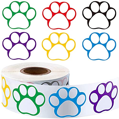 Hunde Pfoten Druck Aufkleber,Bunte Bärentatze Etiketten Aufkleber 1Rollen / 500pcs Bear Paw Print Labels Pet Gift Bag Sticker Food Bag Aufkleber für Scrapbook Craft Labels Wandtattoos Dekoration von Nv Wang