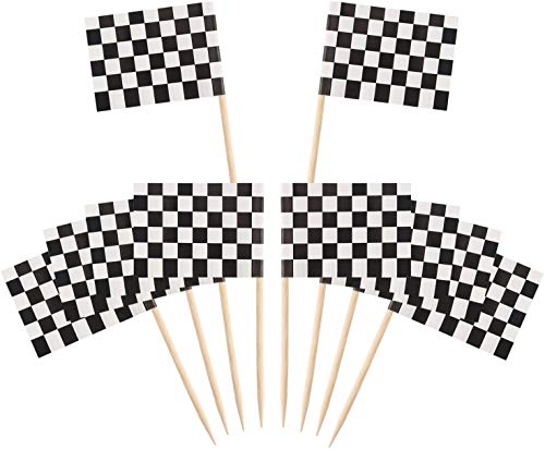 Picks Flags,Party Cupcake Picks Zahnstocher,100 Packung Checkered Racing Flagge Party Cupcake Picks Zahnstocher Flagge Abendessen Flaggen Kuchen Topper Dekorationen von Nv Wang
