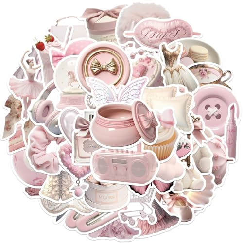 Vintage Ästhetische Aufkleber,Sanfte Ballett Art Graffiti Aufkleber 50PCS Graffiti-Aufkleber Valentinstag Aufkleber für Mädchen Wasserflaschen Laptop Rosa Aufkleber für Telefon Fälle, Coquette Raum Vintage Ästhetische Aufkleber,Sanfte Ballett Art Graffiti Aufkleber 50PCS Graffiti-Aufkleber Valentinstag Aufkleber für Mädchen Wasserflaschen Laptop Rosa Aufkleber für Telefon Fälle, Coquette Raum von Nv Wang
