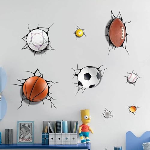 3D Basketball Inspiration Wandtattoo 3D Basketball Aufkleber Naturgetreue Basketball Dekoration Cartoon Kinderzimmer Wandgemälde von NvWang