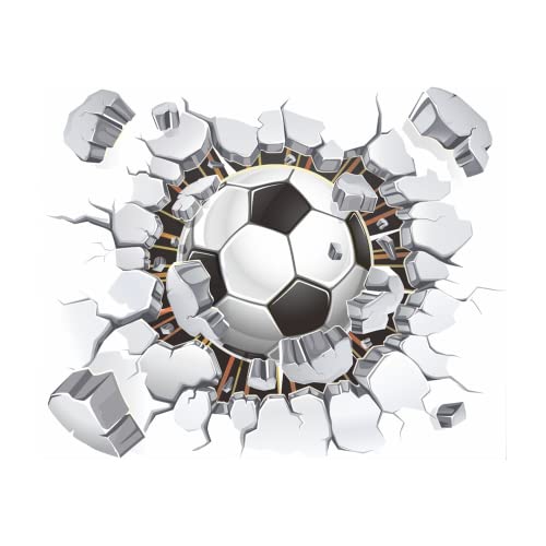 3D Wandtattoo Fußball Durchbruch Wandaufkleber Bunte FussballWandbild Wandtattoo Junge Teenager Videospiel Wandstikcer für Kinderzimmer Jungen Schlafzimmer Deko Geschenk von NvWang