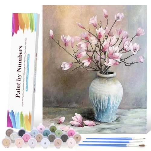 Malen nach Zahlen Erwachsene Mädchen, Paint by Numbers Adult Bastelset Erwachsene Frauen Malen-Nach-Zahlen Erwachsene Kinder Anfänger Leinwand Kreativ Set DIY Set Malen nach Zahlen Blumen Ohne Rahmen von Nvseaty