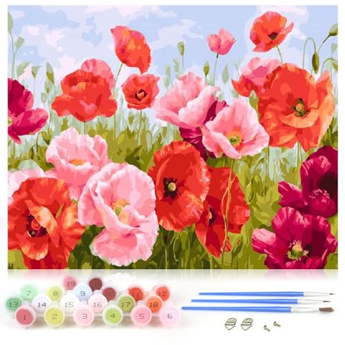 Nvseaty Malen Nach Zahlen Erwachsene Blumen, Bastelset Erwachsene Frauen Paint by Numbers Adult Malen nach Zahlen Leinwand Kinder ab 6 7 8 9 10 11 Jahre Mädchen Kreativ Set DIY Set von Nvseaty