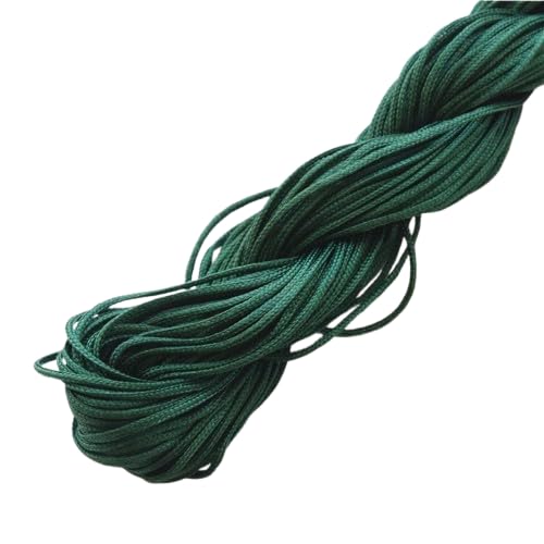 Nvzi 1 mm Satin-Bordüre, chinesische Knotenschnur, Nylon, Makramee-Faden, Rattail-Seidenschnur, Perlenschnur für Halskette, Armband, Schmuckherstellung, Dunkelgrün von Nvzi