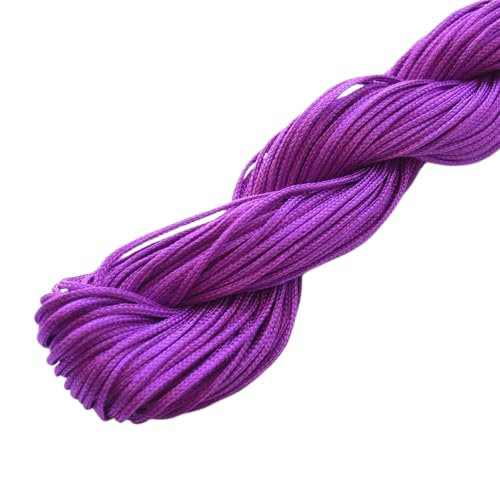 Nvzi 1 mm Satin-Bordüre, chinesische Knotenschnur, Nylon, Makramee-Faden, Rattail-Seidenschnur, Perlenschnur für Halskette, Armband, Schmuckherstellung, Violett Nvzi 1 mm Satin-Bordüre, chinesische Knotenschnur, Nylon, Makramee-Faden, Rattail-Seidenschnur, Perlenschnur für Halskette, Armband, Schmuckherstellung, Violett von Nvzi