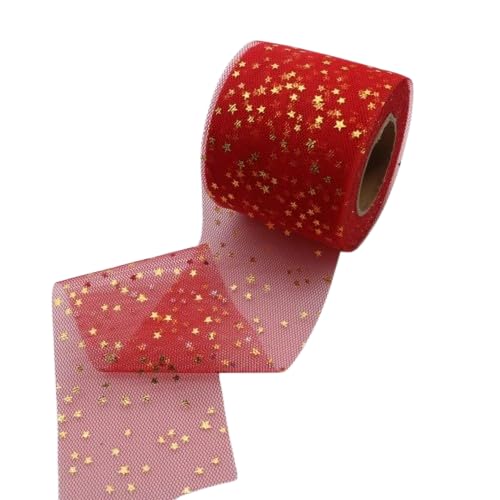 Nvzi 22,7 m Heißprägeband mit Mond und Sternen, Tüllband, 6 cm breit, für Dekoration, Weihnachten, Geschenkverpackung, Bastelband für Geschenkverpackungen, Dekoration, Rot Nvzi 22,7 m Heißprägeband mit Mond und Sternen, Tüllband, 6 cm breit, für Dekoration, Weihnachten, Geschenkverpackung, Bastelband für Geschenkverpackungen, Dekoration, Rot von Nvzi