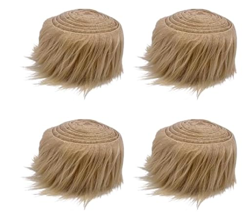 Nvzi 4 x Weihnachts-Kunstfell-Bordüre, Stoffrolle für Weihnachtsbaumdekoration oder Kranzschleifen, 150 x 5 cm (Khaki) von Nvzi