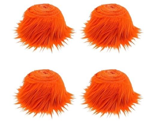 Nvzi 4 x Weihnachts-Kunstfell-Bordüre, Stoffrolle für Weihnachtsbaumdekoration oder Kranzschleifen, 150 x 5 cm (orange) von Nvzi