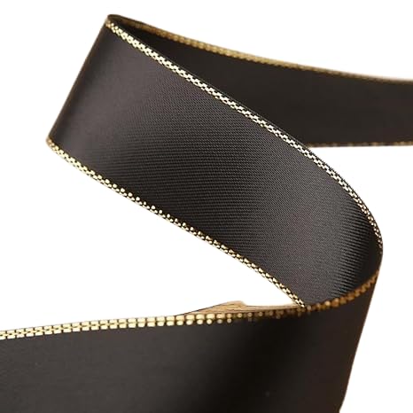 Nvzi 45,7 m langes Polyester-Satinband mit metallischem Rand, goldfarbener Rand, für Urlaubsdekoration, Geschenkverpackung, Verpackung - A02 Nvzi 45,7 m langes Polyester-Satinband mit metallischem Rand, goldfarbener Rand, für Urlaubsdekoration, Geschenkverpackung, Verpackung - A02 von Nvzi