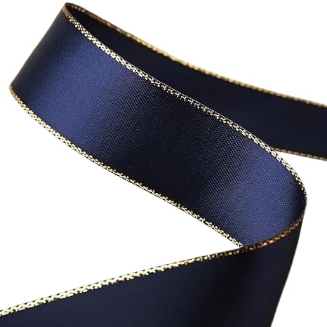 Nvzi 45,7 m langes Polyester-Satinband mit metallischem Rand, goldfarbener Rand, für Urlaubsdekoration, Geschenkverpackung, Verpackung - A03 Nvzi 45,7 m langes Polyester-Satinband mit metallischem Rand, goldfarbener Rand, für Urlaubsdekoration, Geschenkverpackung, Verpackung - A03 von Nvzi