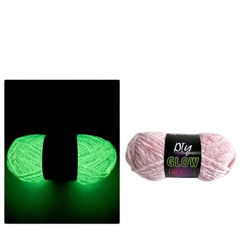 Nvzi Chenille-Garn, leuchtet im Dunkeln, leuchtendes Häkelgarn, leuchtendes Häkelgarn, Nähen, Bastelgarn für Heimwerker, Kunst, Handwerk, Kntten, Nähen, Häkelbedarf, 76,5 m pro Rolle, Rosa, 4 Rollen von Nvzi