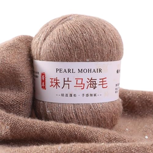 Nvzi Dünnes Mohair-Strickgarn, Pailletten, Häkeln, flauschig, gestrickt, modisch, weiche Spitze, Wolle, Faden, Pullover, Schal, Perlen, Garne, 100 g, Kaffeebraun Nvzi Dünnes Mohair-Strickgarn, Pailletten, Häkeln, flauschig, gestrickt, modisch, weiche Spitze, Wolle, Faden, Pullover, Schal, Perlen, Garne, 100 g, Kaffeebraun von Nvzi