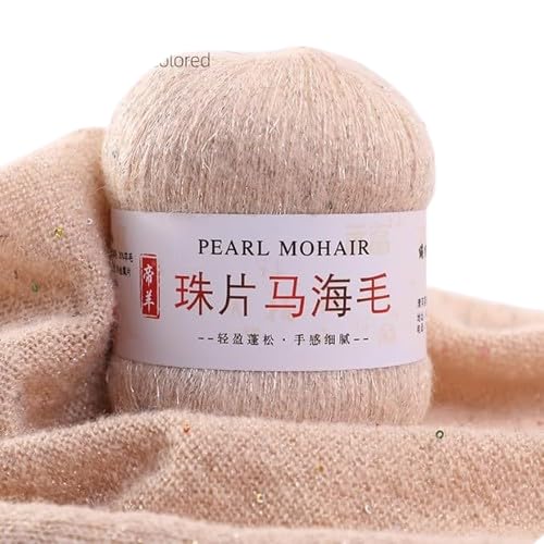 Nvzi Dünnes Mohair-Strickgarn, Pailletten, Häkeln, flauschig, gestrickt, modisch, weiche Spitze, Wolle, Faden, Pullover, Schal, Perlen, Garne, Beige A Nvzi Dünnes Mohair-Strickgarn, Pailletten, Häkeln, flauschig, gestrickt, modisch, weiche Spitze, Wolle, Faden, Pullover, Schal, Perlen, Garne, Beige A von Nvzi