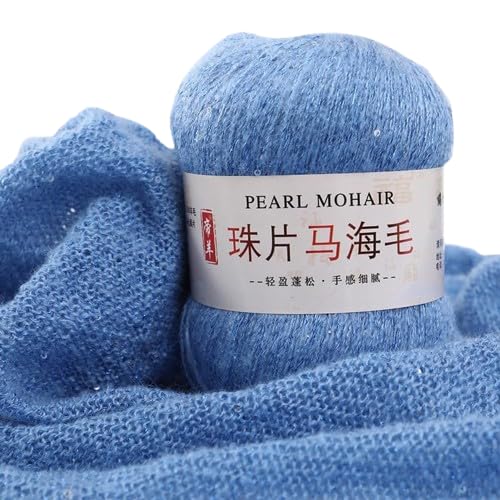 Nvzi Dünnes Mohair-Strickgarn, Pailletten, Häkeln, flauschig, gestrickt, modisch, weiche Spitze, Wolle, Faden, Pullover, Schal, Perlen, Garne, Blau, 50 g Nvzi Dünnes Mohair-Strickgarn, Pailletten, Häkeln, flauschig, gestrickt, modisch, weiche Spitze, Wolle, Faden, Pullover, Schal, Perlen, Garne, Blau, 50 g von Nvzi