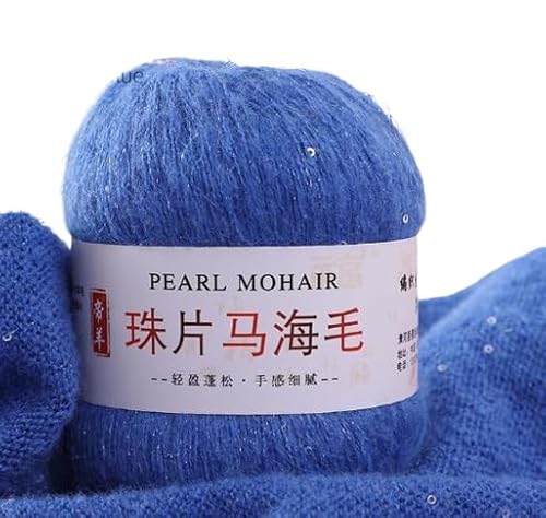 Nvzi Dünnes Mohair-Strickgarn, Pailletten, Häkeln, flauschig, gestrickt, modisch, weiche Spitze, Wolle, Faden, Pullover, Schal, Perlen, Garne, Dunkelblau, 100 g Nvzi Dünnes Mohair-Strickgarn, Pailletten, Häkeln, flauschig, gestrickt, modisch, weiche Spitze, Wolle, Faden, Pullover, Schal, Perlen, Garne, Dunkelblau, 100 g von Nvzi